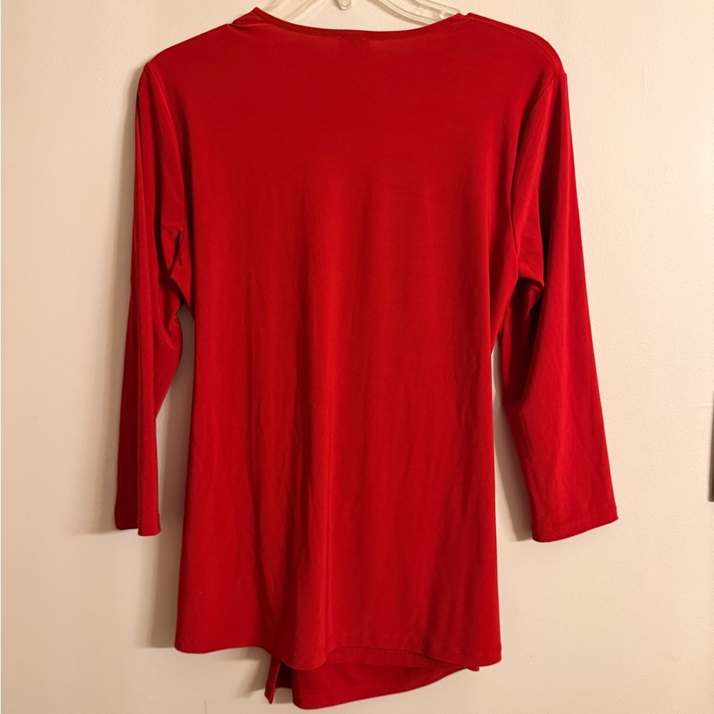 Anne Klein Vibrant Red Wrap Blouse - Picture 5 of 5